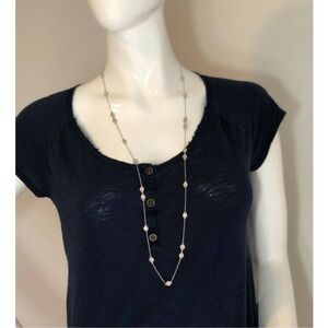 Kate Spade Silver Gatsby Dot Mini Scatter Crystal Long Necklace